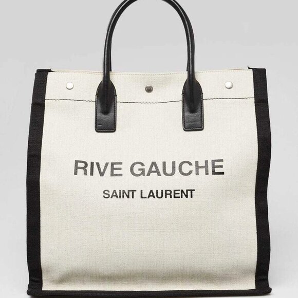 Yves Saint Laurent Natural Linen And Leather Rive Gauche North/South Tote Bag - Picture 3 of 10